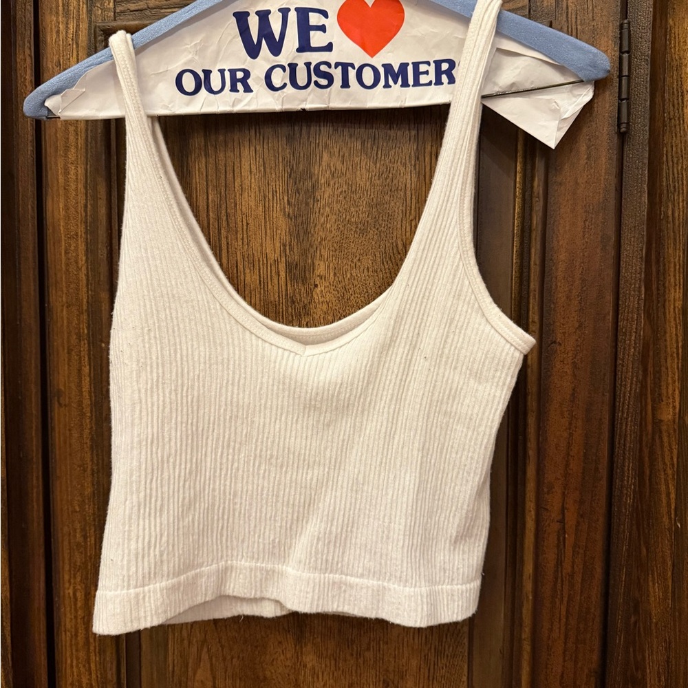 Urban Outfitters Cream Ribbed Tank Top